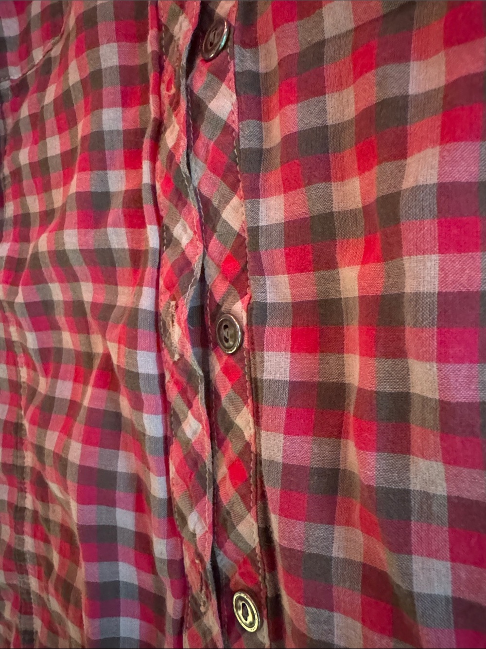 hinge Pink and White Plaid Button-Down Shirt - Picture 3 of 6